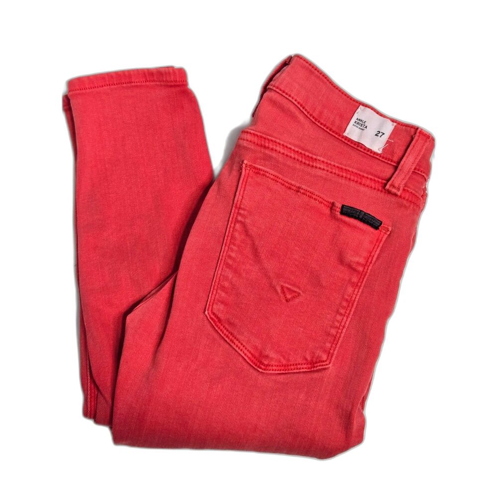 Hudson Krista Ankle Super Skinny Jeans | Women's Size 27 | Coral Red Pink